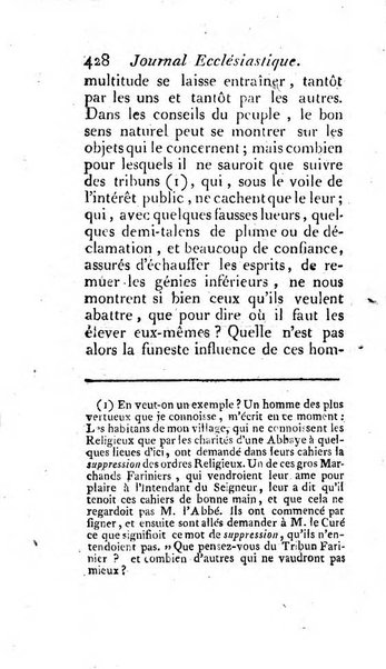 Journal ecclesiastique ou bibliotheque raisonnée des sciences ecclésiastiques