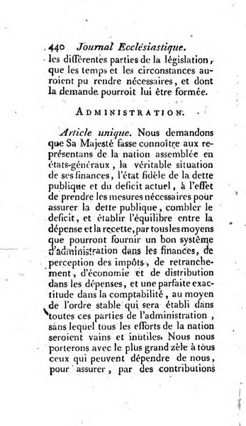 Journal ecclesiastique ou bibliotheque raisonnée des sciences ecclésiastiques