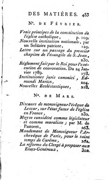 Journal ecclesiastique ou bibliotheque raisonnée des sciences ecclésiastiques