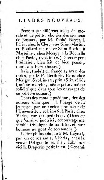 Journal ecclesiastique ou bibliotheque raisonnée des sciences ecclésiastiques