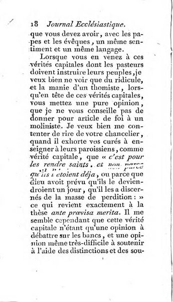 Journal ecclesiastique ou bibliotheque raisonnée des sciences ecclésiastiques