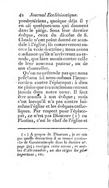 Journal ecclesiastique ou bibliotheque raisonnée des sciences ecclésiastiques