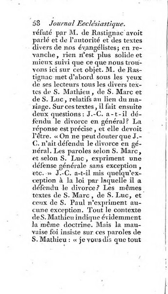 Journal ecclesiastique ou bibliotheque raisonnée des sciences ecclésiastiques