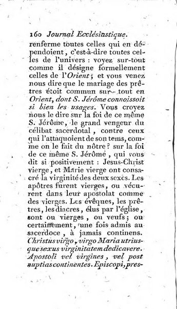 Journal ecclesiastique ou bibliotheque raisonnée des sciences ecclésiastiques