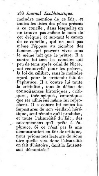 Journal ecclesiastique ou bibliotheque raisonnée des sciences ecclésiastiques