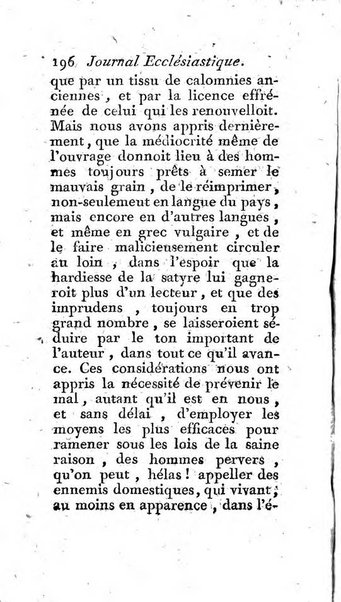 Journal ecclesiastique ou bibliotheque raisonnée des sciences ecclésiastiques