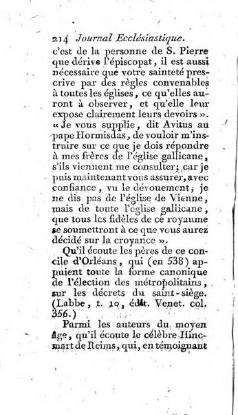 Journal ecclesiastique ou bibliotheque raisonnée des sciences ecclésiastiques