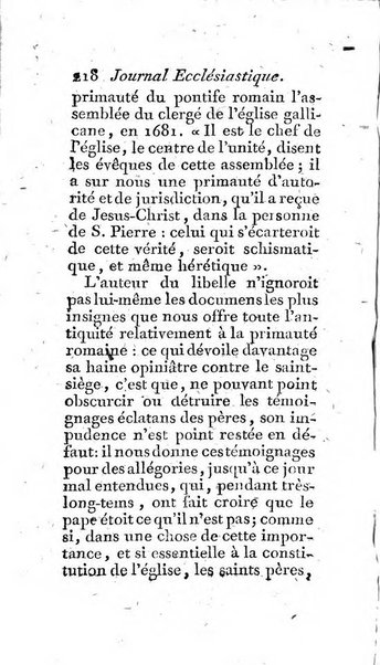 Journal ecclesiastique ou bibliotheque raisonnée des sciences ecclésiastiques