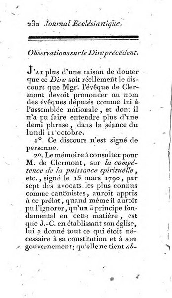 Journal ecclesiastique ou bibliotheque raisonnée des sciences ecclésiastiques