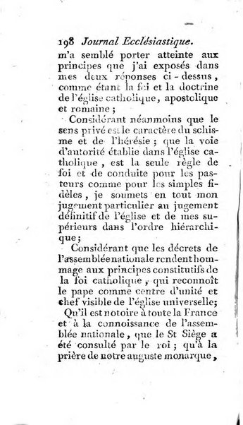 Journal ecclesiastique ou bibliotheque raisonnée des sciences ecclésiastiques