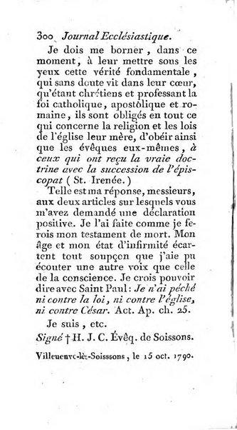 Journal ecclesiastique ou bibliotheque raisonnée des sciences ecclésiastiques