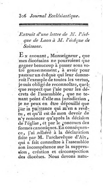 Journal ecclesiastique ou bibliotheque raisonnée des sciences ecclésiastiques