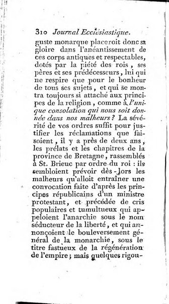 Journal ecclesiastique ou bibliotheque raisonnée des sciences ecclésiastiques