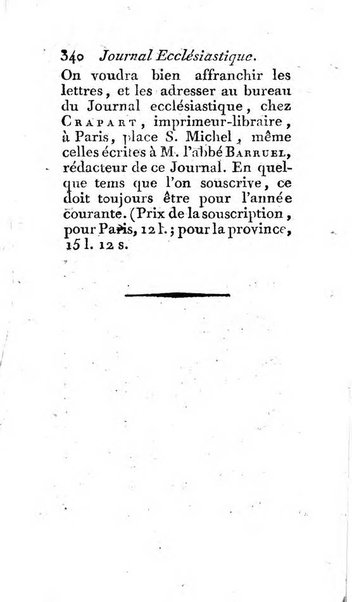 Journal ecclesiastique ou bibliotheque raisonnée des sciences ecclésiastiques