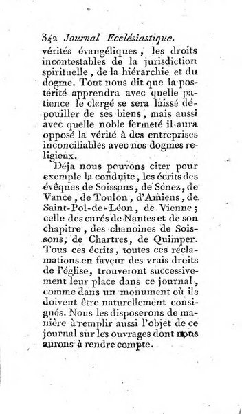 Journal ecclesiastique ou bibliotheque raisonnée des sciences ecclésiastiques