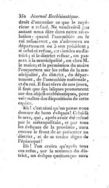 Journal ecclesiastique ou bibliotheque raisonnée des sciences ecclésiastiques