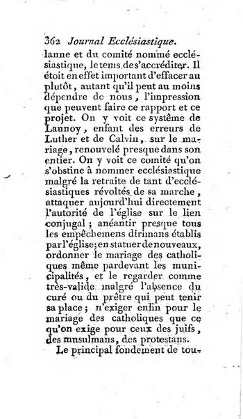 Journal ecclesiastique ou bibliotheque raisonnée des sciences ecclésiastiques