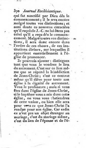 Journal ecclesiastique ou bibliotheque raisonnée des sciences ecclésiastiques