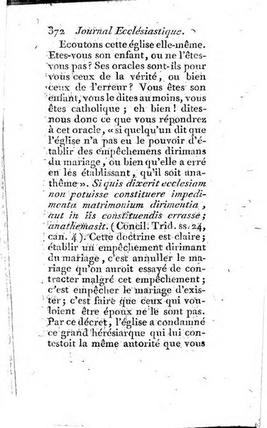 Journal ecclesiastique ou bibliotheque raisonnée des sciences ecclésiastiques