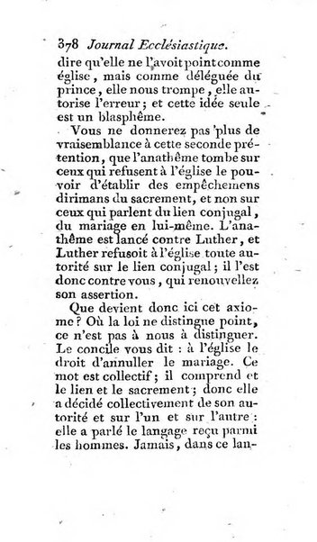 Journal ecclesiastique ou bibliotheque raisonnée des sciences ecclésiastiques