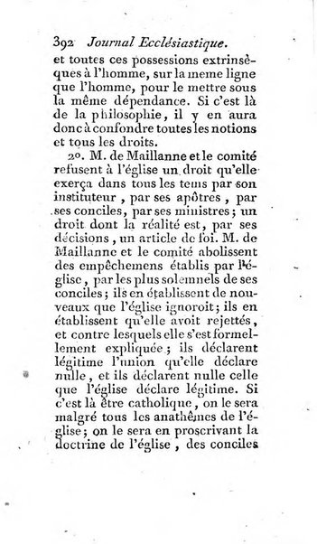 Journal ecclesiastique ou bibliotheque raisonnée des sciences ecclésiastiques