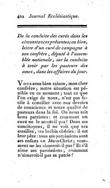 Journal ecclesiastique ou bibliotheque raisonnée des sciences ecclésiastiques