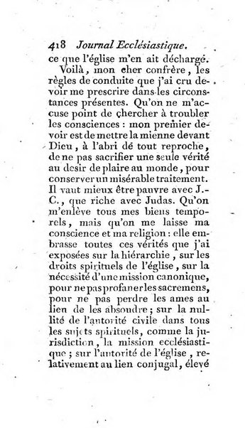 Journal ecclesiastique ou bibliotheque raisonnée des sciences ecclésiastiques