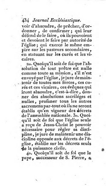 Journal ecclesiastique ou bibliotheque raisonnée des sciences ecclésiastiques