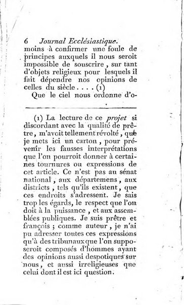 Journal ecclesiastique ou bibliotheque raisonnée des sciences ecclésiastiques