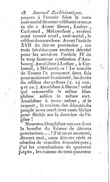 Journal ecclesiastique ou bibliotheque raisonnée des sciences ecclésiastiques