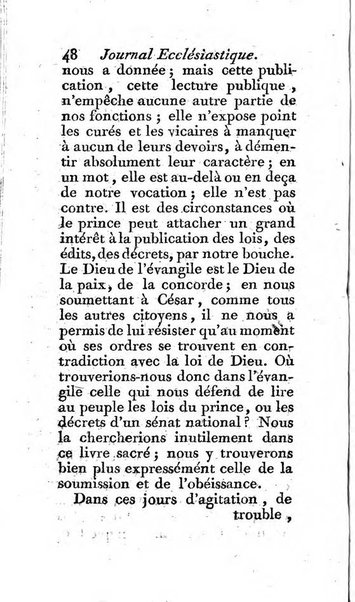 Journal ecclesiastique ou bibliotheque raisonnée des sciences ecclésiastiques