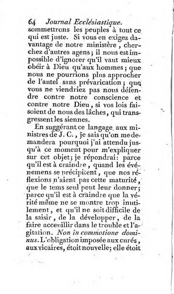 Journal ecclesiastique ou bibliotheque raisonnée des sciences ecclésiastiques