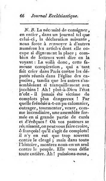 Journal ecclesiastique ou bibliotheque raisonnée des sciences ecclésiastiques