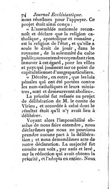 Journal ecclesiastique ou bibliotheque raisonnée des sciences ecclésiastiques