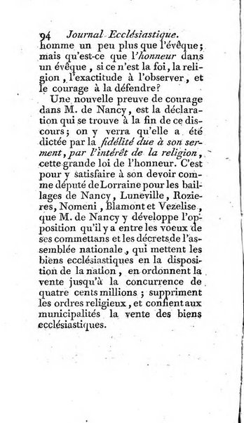 Journal ecclesiastique ou bibliotheque raisonnée des sciences ecclésiastiques