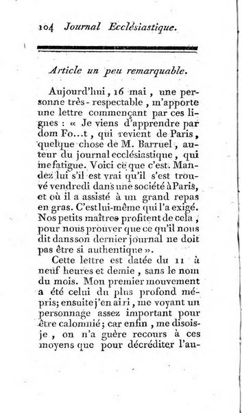 Journal ecclesiastique ou bibliotheque raisonnée des sciences ecclésiastiques