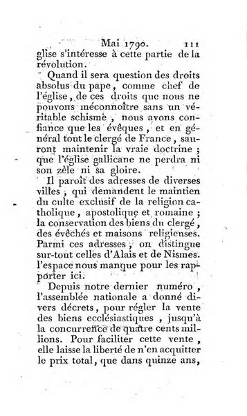 Journal ecclesiastique ou bibliotheque raisonnée des sciences ecclésiastiques