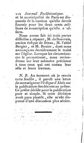 Journal ecclesiastique ou bibliotheque raisonnée des sciences ecclésiastiques