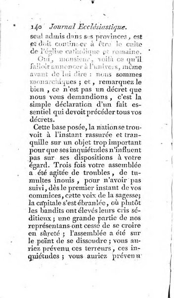 Journal ecclesiastique ou bibliotheque raisonnée des sciences ecclésiastiques