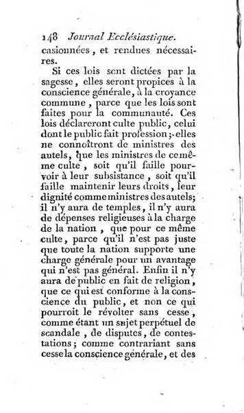 Journal ecclesiastique ou bibliotheque raisonnée des sciences ecclésiastiques