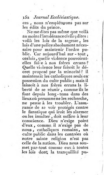 Journal ecclesiastique ou bibliotheque raisonnée des sciences ecclésiastiques