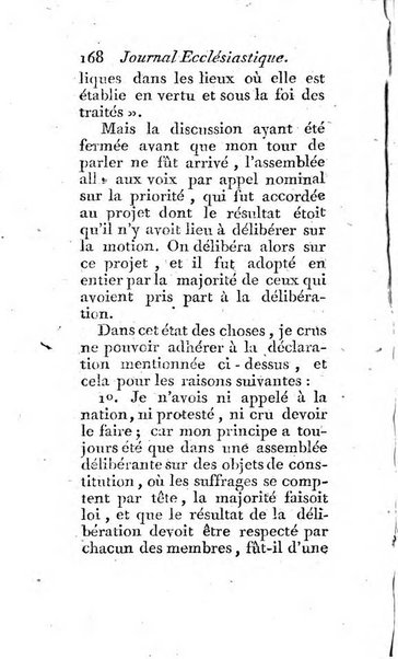 Journal ecclesiastique ou bibliotheque raisonnée des sciences ecclésiastiques