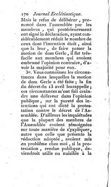 Journal ecclesiastique ou bibliotheque raisonnée des sciences ecclésiastiques