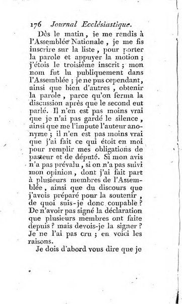 Journal ecclesiastique ou bibliotheque raisonnée des sciences ecclésiastiques