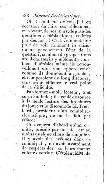 Journal ecclesiastique ou bibliotheque raisonnée des sciences ecclésiastiques