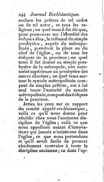 Journal ecclesiastique ou bibliotheque raisonnée des sciences ecclésiastiques