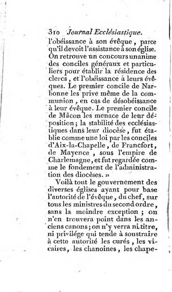 Journal ecclesiastique ou bibliotheque raisonnée des sciences ecclésiastiques