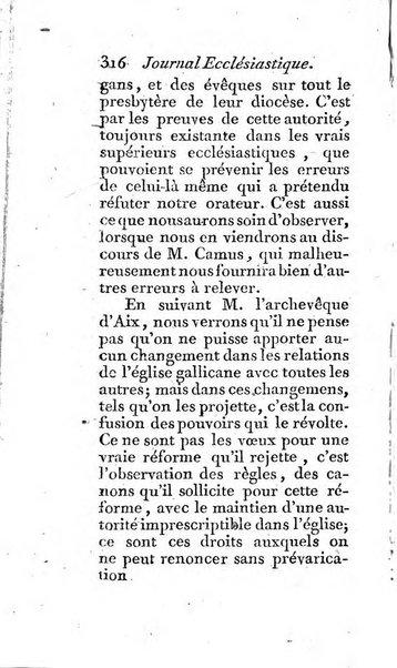 Journal ecclesiastique ou bibliotheque raisonnée des sciences ecclésiastiques