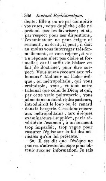 Journal ecclesiastique ou bibliotheque raisonnée des sciences ecclésiastiques