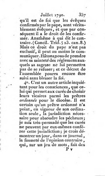 Journal ecclesiastique ou bibliotheque raisonnée des sciences ecclésiastiques